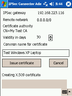IPSec connector admin UI