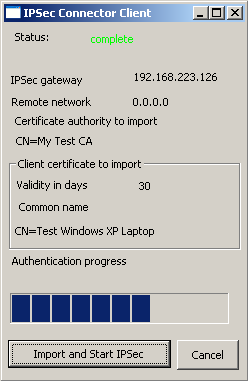 IPSec connector client UI
